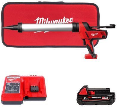 Пістолет для герметиків акумуляторний MILWAUKEE, C18 PCG/600A-201В, 600мл (заряд.пристрій М12-18 С, 1 акумулятор М18 В2 2Аг, алю 4933441305 фото