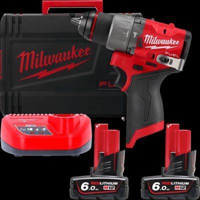 Дриль-шуруповерт з ударом акумуляторний безщітковий MILWAUKEE, M12 FPD2-602X, 45Нм (зарядний пристрій С12 С, 2 акумулятори М12 В 4933479870 фото