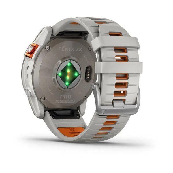 Спортивний годинник Garmin Fenix 7X Pro Sapphire Solar Titanium із сіро-жовтогарячим силіконовим ремінцем 010-02778-15 010-02778-15 фото