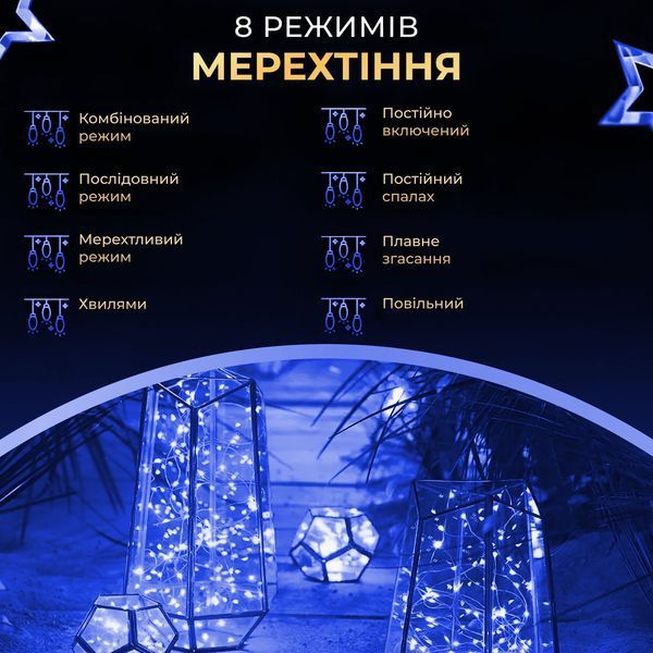 Гірлянда роса на пульті 200 метрів на 2000 led світлодіодів крапля на зеленому дроті синя 2000L200MGBL Garlando 2000L200MGBL 2000L200MGBL фото