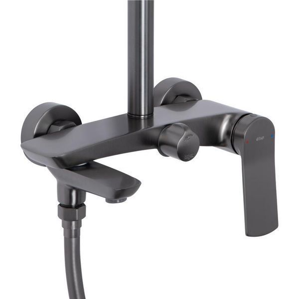 Душова система універсальна Qtap Slavonice на три споживача (з виливом) QTSLA111GMB45910 Gunmetal Black PVD SD00052034 фото