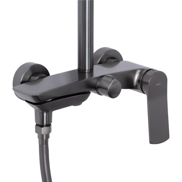 Душова система універсальна Qtap Slavonice на три споживача (з виливом) QTSLA111GMB45910 Gunmetal Black PVD SD00052034 фото