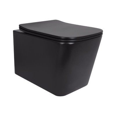 Унітаз підвісний Qtap Tern New Ultra Quiet безобідковий з сидінням Soft-close MATT BLACK QT17332303ASMB SD00052572 фото