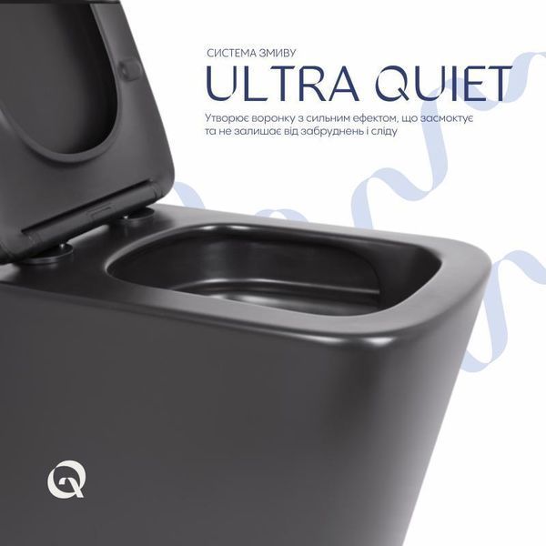 Унітаз підвісний Qtap Tern New Ultra Quiet безобідковий з сидінням Soft-close MATT BLACK QT17332303ASMB SD00052572 фото
