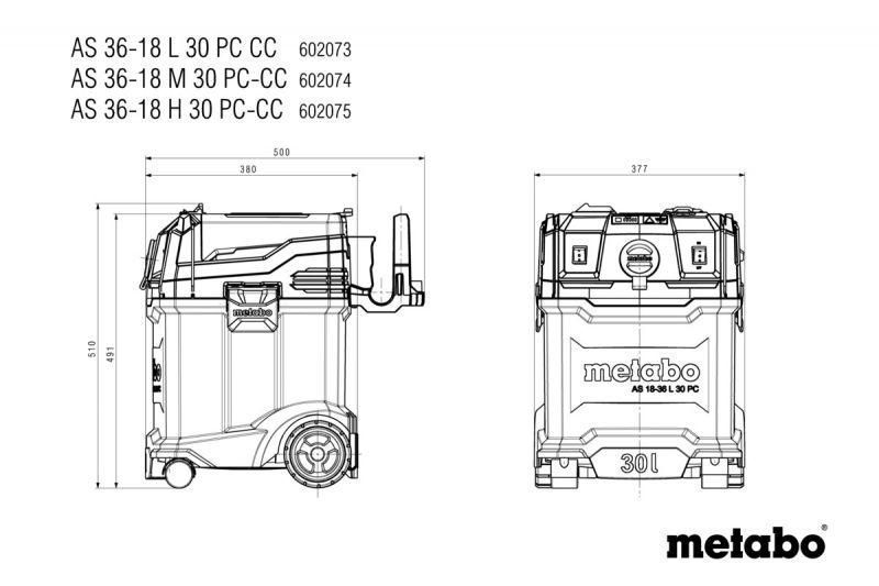 Акумуляторний пилосос Metabo AS 36-18 H 30 PC-CC каркас 602075850 602075850 фото