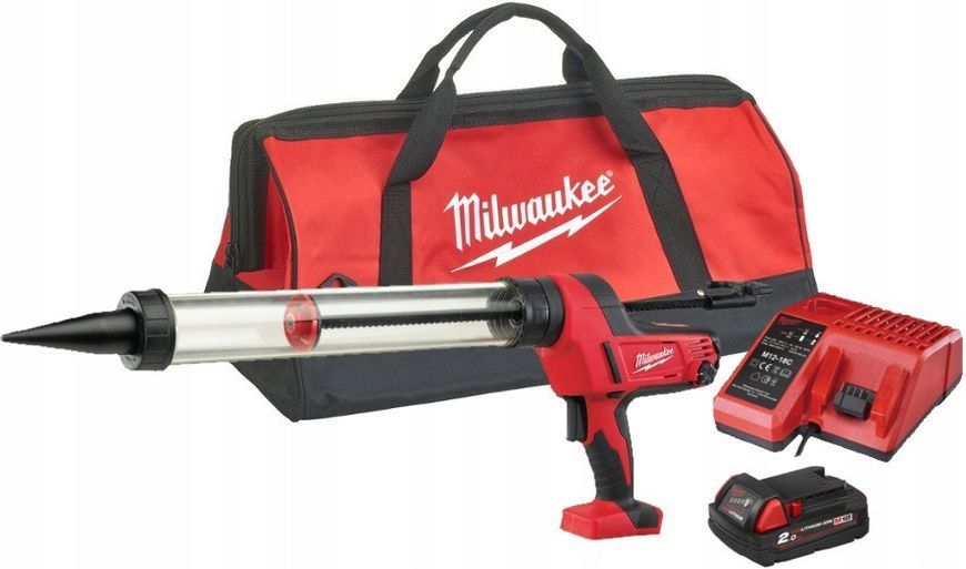 Пістолет для герметиків акумуляторний MILWAUKEE, C18 PCG/600T-201B, 600мл (зарядний пристрій М12-18 С, 1 акумулятор М18 В 2Аг, п 4933441808 фото