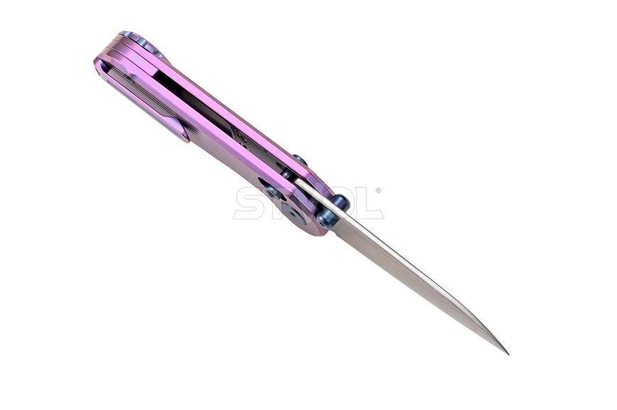 Ніж-антистрес Hightron EdgePlay дамаск з міддю титан TC4 HT01PURP HT01PURP фото