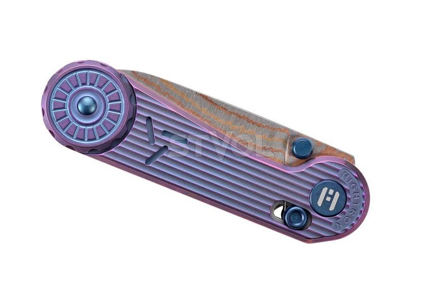 Ніж-антистрес Hightron EdgePlay дамаск з міддю титан TC4 HT01PURP HT01PURP фото