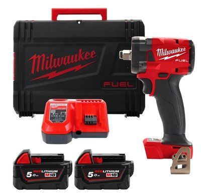 Гайковерт акумуляторний безщітковий 1/2'' MILWAUKEE, M18 FIW2F12-502Х, 339Нм, з кільцем (зарядний пристрій M12-18 FC, 2 акумулят 4933478444 фото