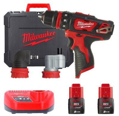 Дриль-шуруповерт акумуляторний MILWAUKEE, M12 BDDXKIT-202C, 32Нм (зарядний пристрій С12 С, 2 акумулятори М12 В2 2Аг, 3 насадки, 4933447836 фото