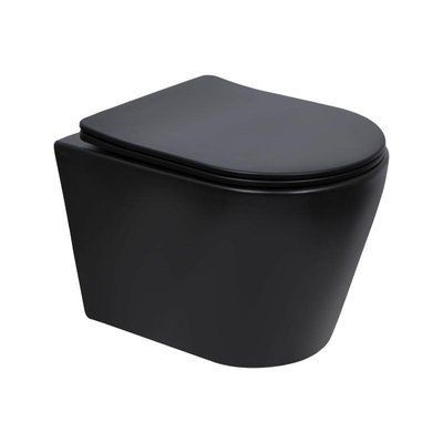 Унітаз підвісний Qtap Scorpio Ultra Quiet безобідковий з сидінням Soft-close MATT BLACK QT14332380AMB SD00052569 фото