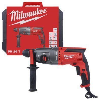 Перфоратор SDS-PLUS MILWAUKEE, PH 26 T, 800Вт, 2,4Дж (3 режими) (бічна рукоять, обмежувач глибини, кейс) 4933464580 фото