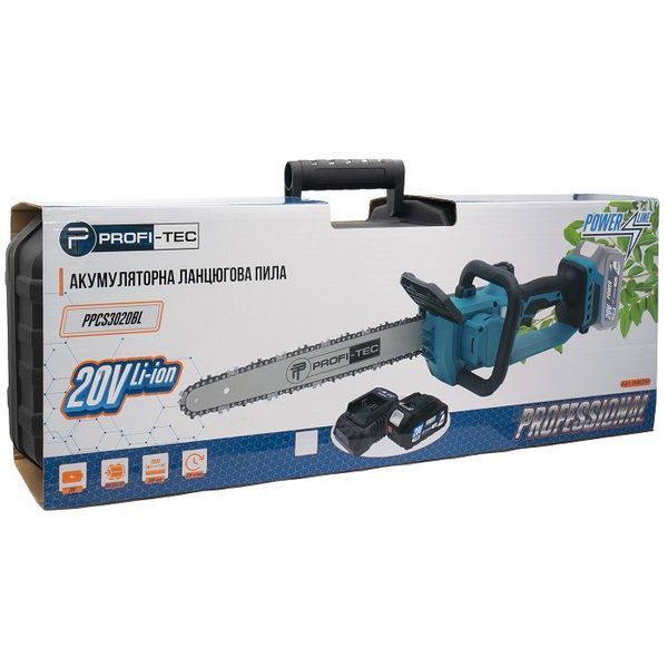 Акумуляторна ланцюгова пила PROFI-TEC PPCS3020BL POWERLine (1&times;PT2040MP (4.0 Аг), зарядний пристрій) 006298P фото