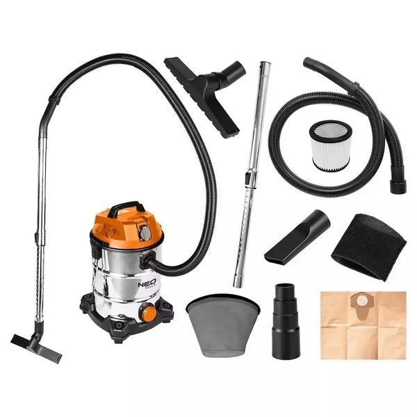Пилосос Будівельний зNeo Tools 04-738 1400 Вт 18 кПа 30 л бак неіржавкий 04-738 фото