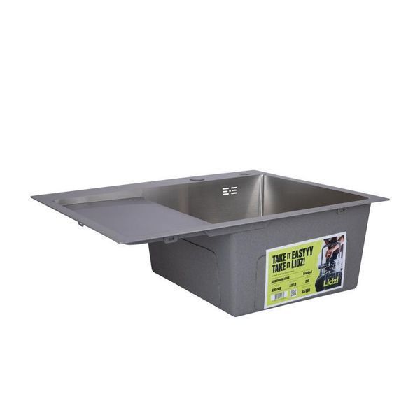 Мийка для кухні інтегрована Lidz Handmade H6350L крило ліворуч (LDH6350BRUL45588) Brushed Steel 3,0/1,0 мм SD00051712 фото