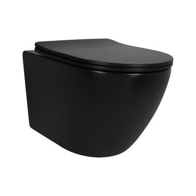 Унітаз підвісний Qtap Robin New Ultra Quiet безобідковий з сидінням Soft-close MATT BLACK QT13332381АSMB SD00052574 фото
