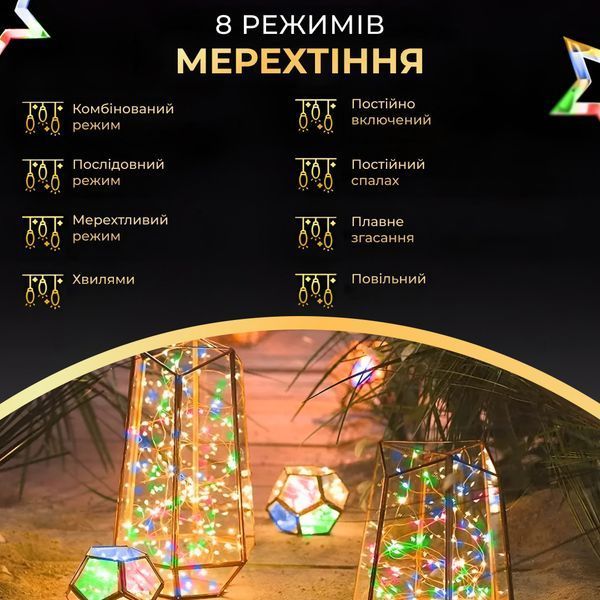 Гірлянда роса на пульті 100 метрів на 1000 led світлодіодів крапля на зеленому дроті мультиколор 1000L100MGML Garlando 1000L100MGML 1000L100MGML фото