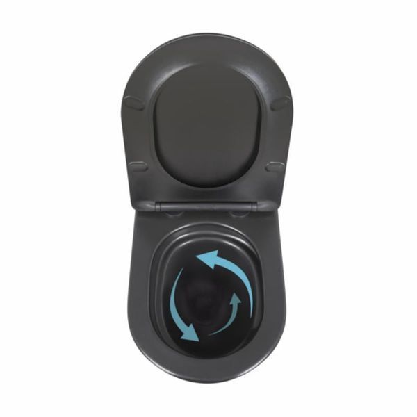 Унітаз підвісний Qtap Robin New Ultra Quiet безобідковий з сидінням Soft-close MATT BLACK QT13332381АSMB SD00052574 фото