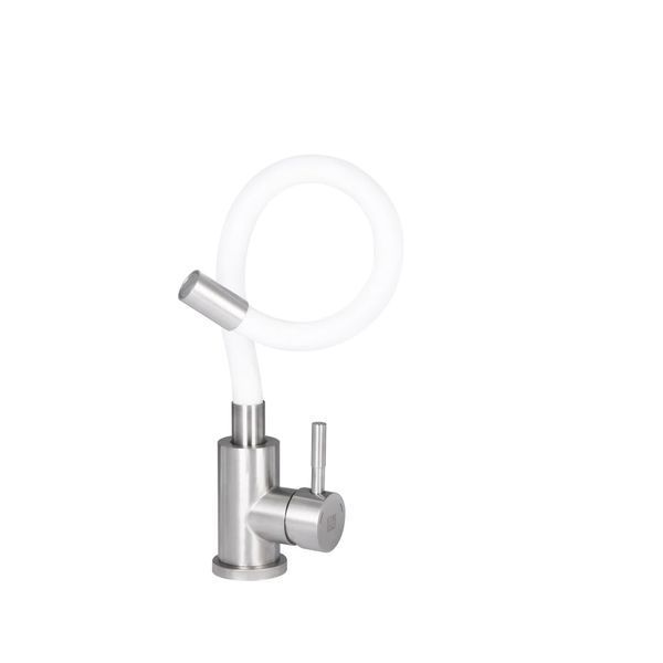 Змішувач для кухні Lidz Aria 015F3 з гнучким виливом (k35) LDARI015F3WHI43362 White / Nickel SD00049485 фото