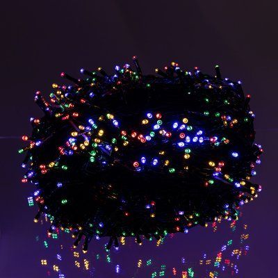 Новорічна гірлянда вулична 100 м 1000 LED з сонячною батареєю чорний провід Мультиколір SB1000L100MBML Garlando SB1000L100MBML SB1000L100MBML фото