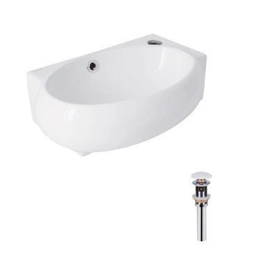 Комплект Qtap Leo: Раковина підвісна овальна права 430x285x160 мм White + Донний клапан PU02O SD00053457 фото