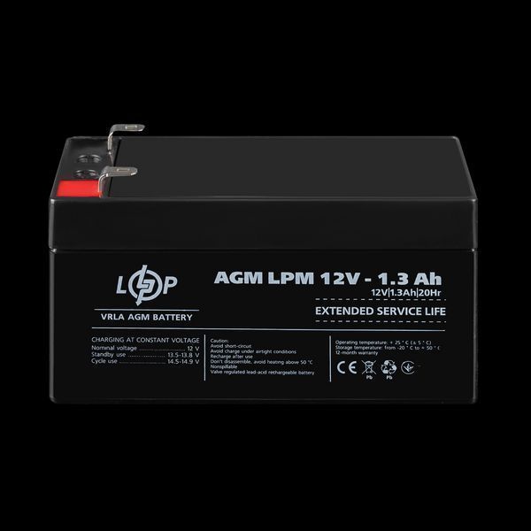 Акумулятор AGM LPM 12V - 1.3 Ah 4131(log) фото