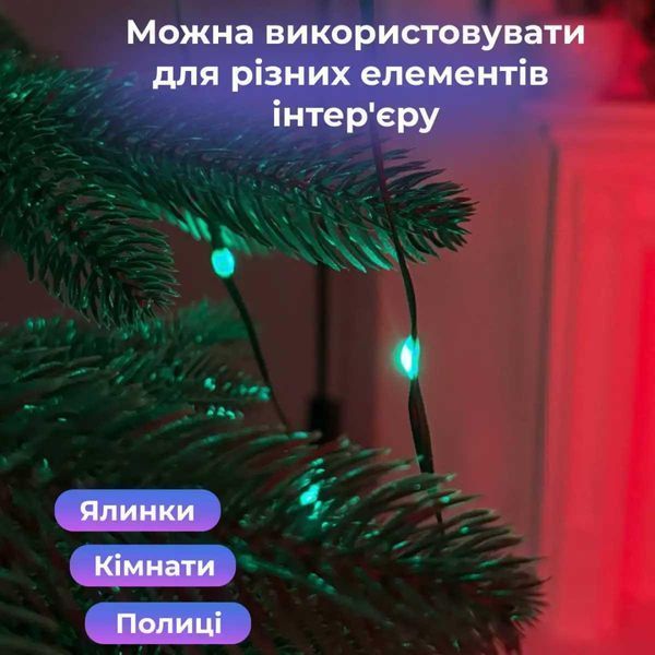 Розумна гірлянда Smart 250 LED довжина 2,5 м з керуванням зі смартфона зелена, мультиколор 1733043GR Garlando 1733043GR 1733043GR фото