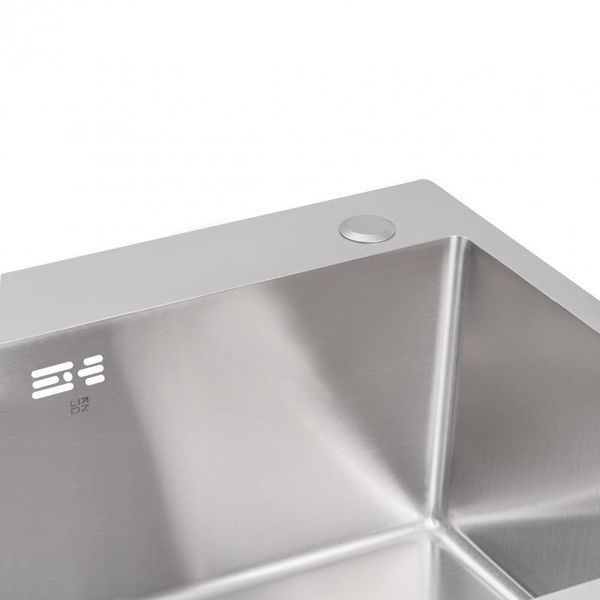 Мийка для кухні з двома чашами інтегрована Lidz Handmade H7843 (LDH7843BRU35387) Brushed Steel 3,0/1,0 мм SD00041491 фото