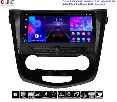 Штатна магнітола QLine AMR 1046Р11-NI-22-816А 10" 4/64 NISSAN X-Trail/Qashkai/Rogue 2014+ (кондиціонер + 34772-car фото