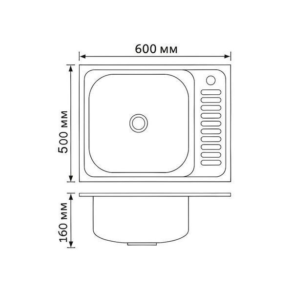 Кухонна мийка Brinex 6050-L 0,6 мм Satin (BRIN6050LSAT06) SD00054104 фото