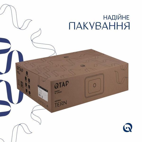 Комплект Qtap Tern: Раковина накладна прамокутна 480х370х135 мм White + Донний клапан PU02 SD00053425 фото