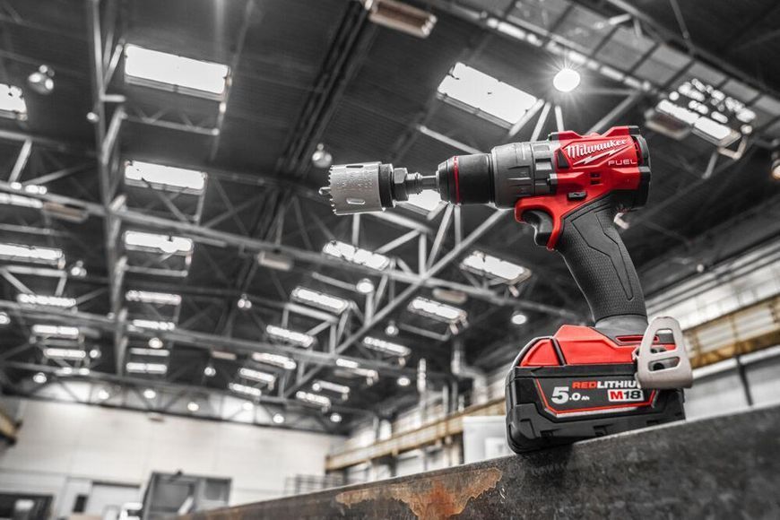 Дриль-шуруповерт акумуляторний безщітковий MILWAUKEE, M18 FDD3-0X,158Нм (каркас, кліпса для ременя, бічна ручка, HD кейс) 4933479862 фото