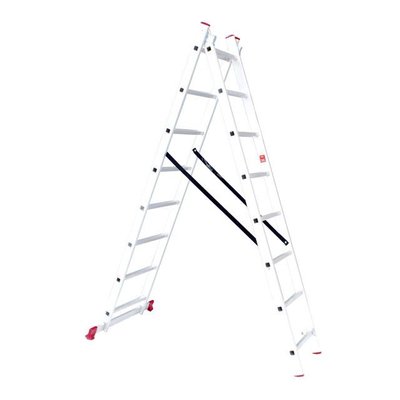 Лестница алюминиевая 2-х секционная универсальная раскладная 2x8 ступ. 3,69 м INTERTOOL LT-0208 LT-0208 фото