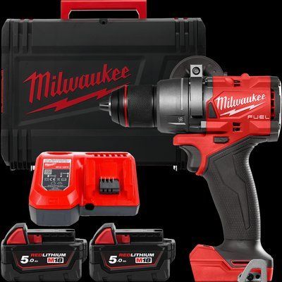 Дриль-шуруповерт акумуляторний безщітковий MILWAUKEE, M18 FDD3-502X, 158Нм (зарядний пристрій М12-18 FC, 2 акумулятори М18 В5 5А 4933479863 фото