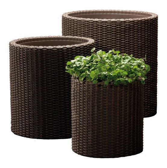 Горщик для квітів Keter 39 л. Cylinder Planter Large, коричневий 7290103664206 фото