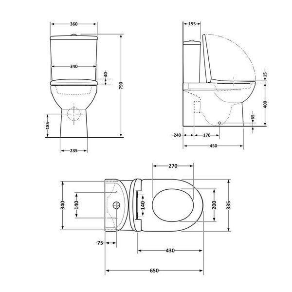 Унітаз-компакт Qtap Presto безобідковий з сідінням Soft-close QT24221217AW SD00045982 фото