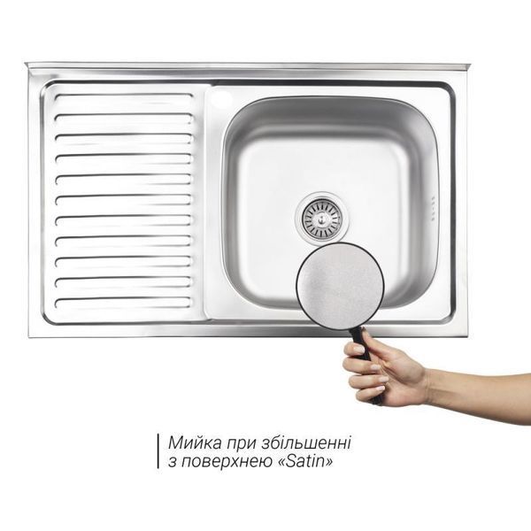 Кухонна мійка Brinex 5080-R 0,8 мм Satin (BRIN5080RSAT06) SD00054102 фото