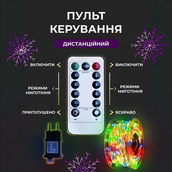 Гірлянда роса на пульті 100 метрів на 1000 led світлодіодів крапля на білому дроті мультиколор 1000L100MWML Garlando 1000L100MWML 1000L100MWML фото