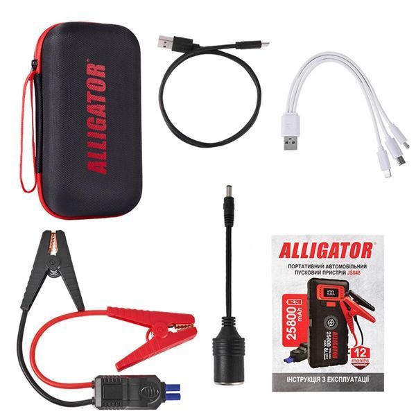 Пусковий пристрій Alligator Jump Starter 1500A/2500A 25800mAh зі Smart-клемами та безпровідною зарядкою JS848(L) фото