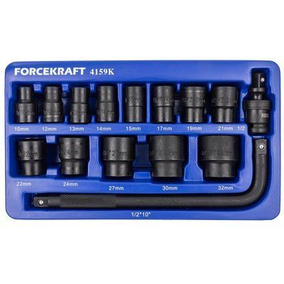 Набір головок ударних 15 предметів1/2" (6-г.) (10,12-19,21,22,24,27,30,32мм) FORCEKRAFT FK-4159K FK-4159K 58404(for) фото