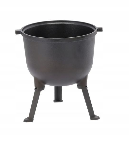 Туристичний чавунний казан 11 л Garden Line на 3 ніжках з кришкою та ручкою для перенесення (Польща) BBQ3727 фото