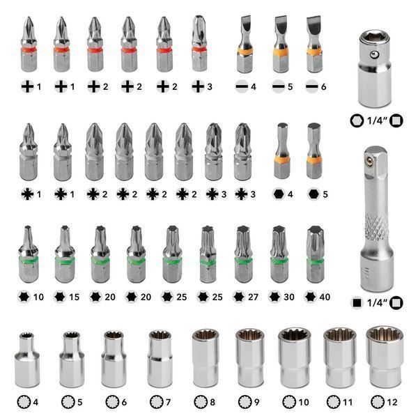 Викрутка з набором біт Trotec 40 pieces Bit and Socket Wrench Set (6200001005) DAS302815 фото