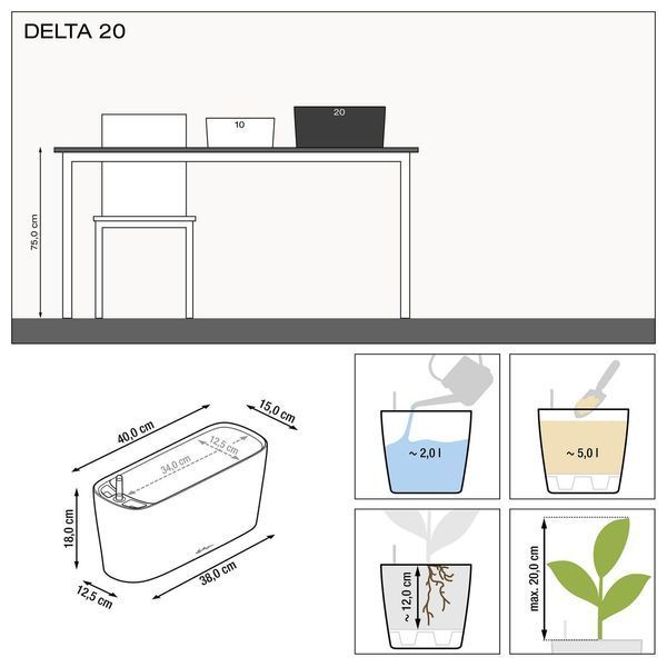 Вазон Lechuza Delta Premium 20, білий 15560 фото