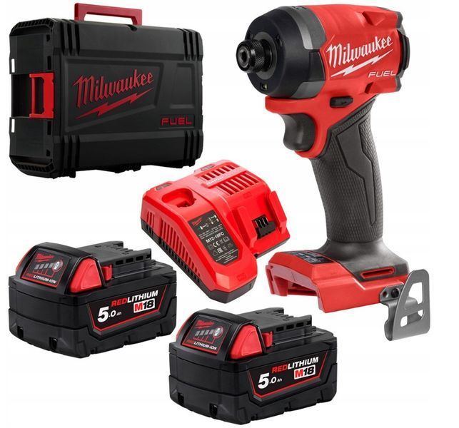 Шуруповерт ударний акумуляторний M18 FID3-502X MILWAUKEE, крут. мом. 226 Нм 4933479865 (+ заряд.пристрій, 2 акум., затискач для 4933479865 фото