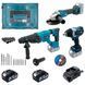 Акумуляторний набір інструментів PROFI-TEC Combo Set 3/5 POWERLine (PBH201BL, DTW800BL, DGA20BL) (2&times;PT2050MP 005934P фото 1