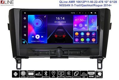 Штатна магнітола QLine AMR 10612P11-NI-22-478А 10" 6/128 NISSAN X-Trail/Qashkai/Rogue 2014+ (з підсилювачем) 34759-car фото