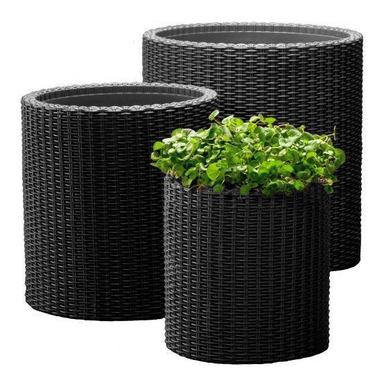 Горщик для квітів Keter 39 л. Cylinder Planter Large, сірий 7290103669430 фото