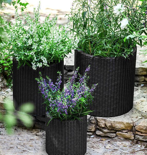 Горщик для квітів Keter 39 л. Cylinder Planter Large, сірий 7290103669430 фото