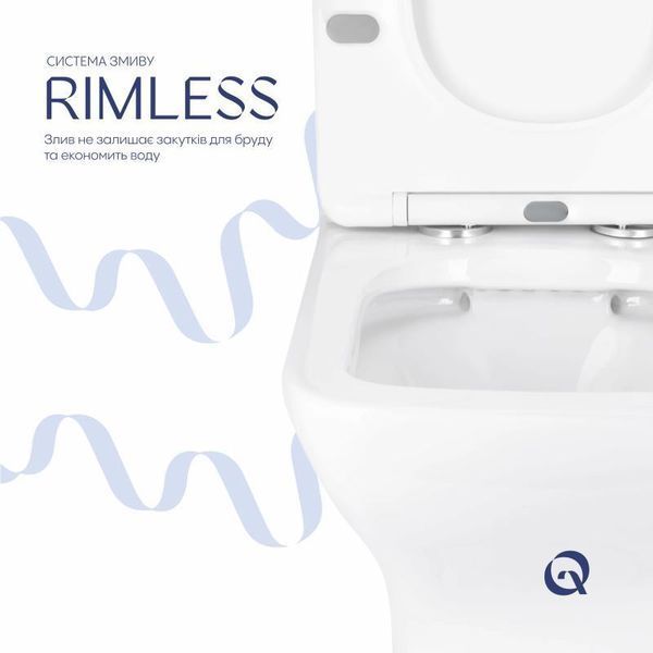 Унітаз підлоговий Qtap Aries Rimless безобідковий з сидінням Soft-close WHITE QT03228302W SD00052628 фото