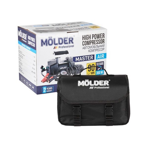 Компресор автомобільний Molder Master Air 12В, 10 Атм, 90 л/хв із зажимами АКБ MA25200 MA25200(L) фото